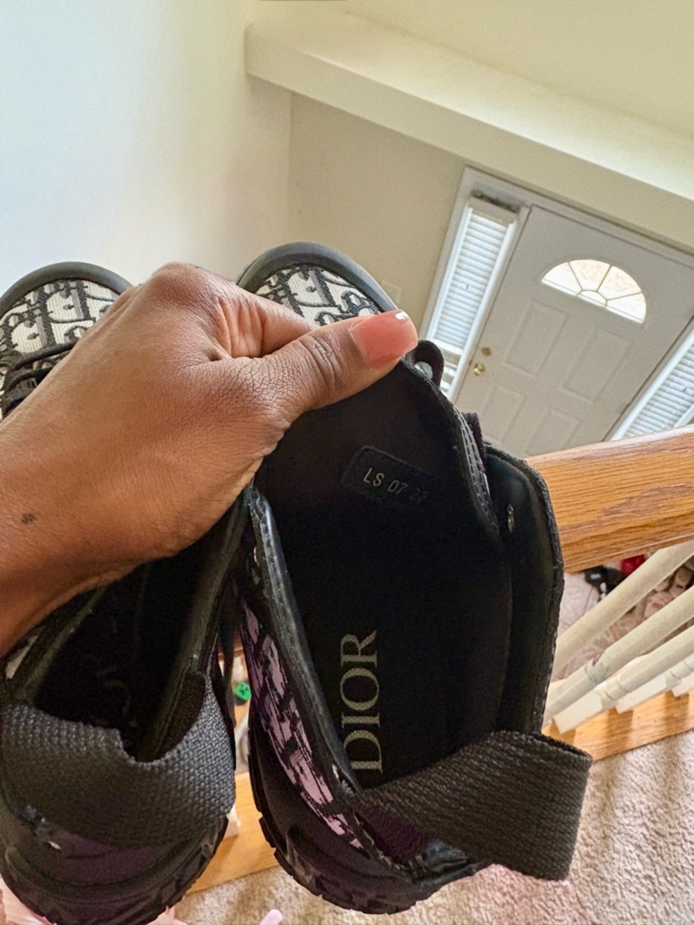 Dior Black & White Logo High-Top Sneakers - Picture 2 of 2